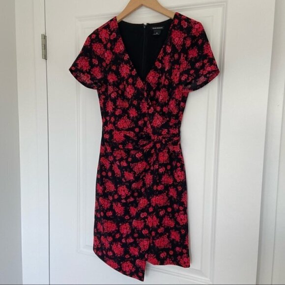 CLUB Monaco Esquinah black red floral mini dress - Picture 6 of 9